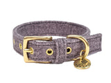 Collier pour chien - Tissu Design Gris foncé - Qualité Premium - Hydrofuge - Fabriqué en Italie